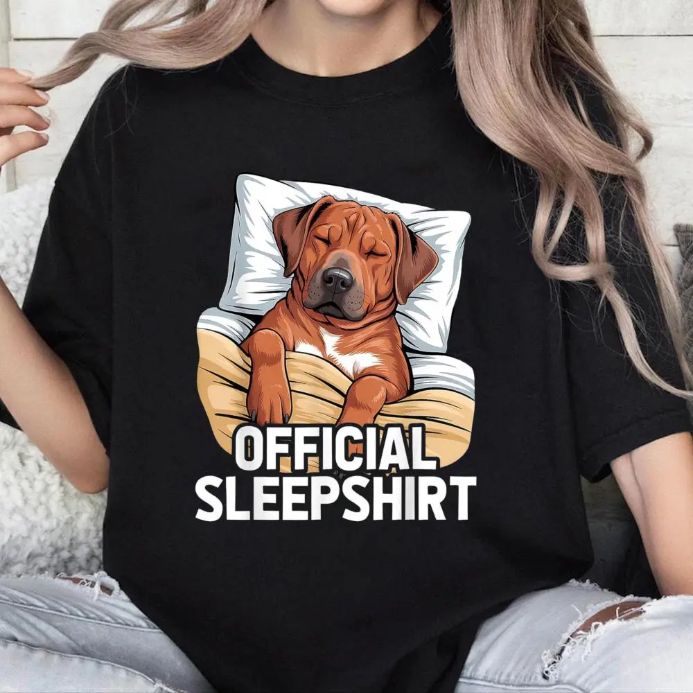Women's Funny Graphic T-Shirt, Rhodesian Ridgeback Dog 100% Cotton Casual Short Sleeve Pajama Top for Everyday Loungewear, Shortsleeve, Lady, Round Neck, Tshirt