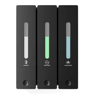 3-Chamber 1200ML Wall-Mounted Shampoo & Conditioner Dispenser - No-Drill, Hand Transparent Bottles, Ideal for Bathroom, Hotel, & Shower