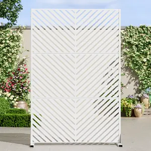 Outdoor Metal Privacy Screen – Decorative Privacy Fence and Room/Garden Divider, Weather-Resistant Freestanding Panel with Stand, Durable Steel for Patio, Garden, Balcony, or Backyard