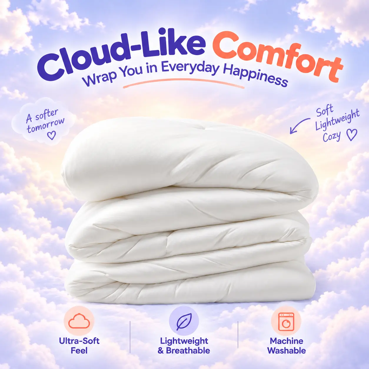 Fall Bedding Double-Stuffed Comforter A-Class Skin-Friendly Knit Surface Cloud-Like Ultra-Soft Multi-Size Machine Washable All Season Bedding for Bedroom