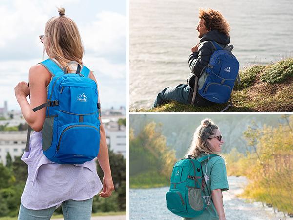 WATERFLY Hiking Foldable Daypack Backpack: 25L Ultra Lightweight Packable Outdoor Travel Day Pack for Woman Man Chest Strap Chest Strap Durability