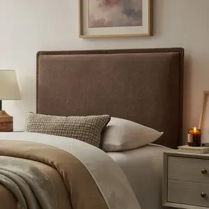 Camille Upholstered Linen Blend Twin Size Headboard in Cocoa