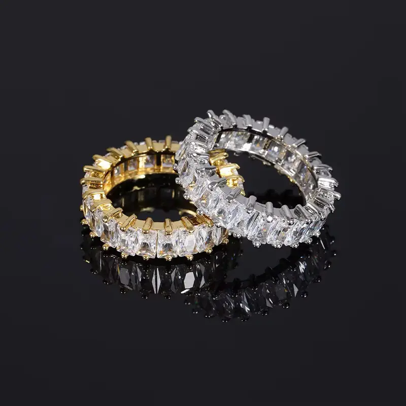 18k Gold Plated AAAAA CZ Baguette Cut Eternity Band