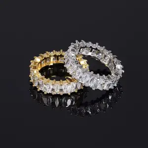18k Gold Plated AAAAA CZ Baguette Cut Eternity Band