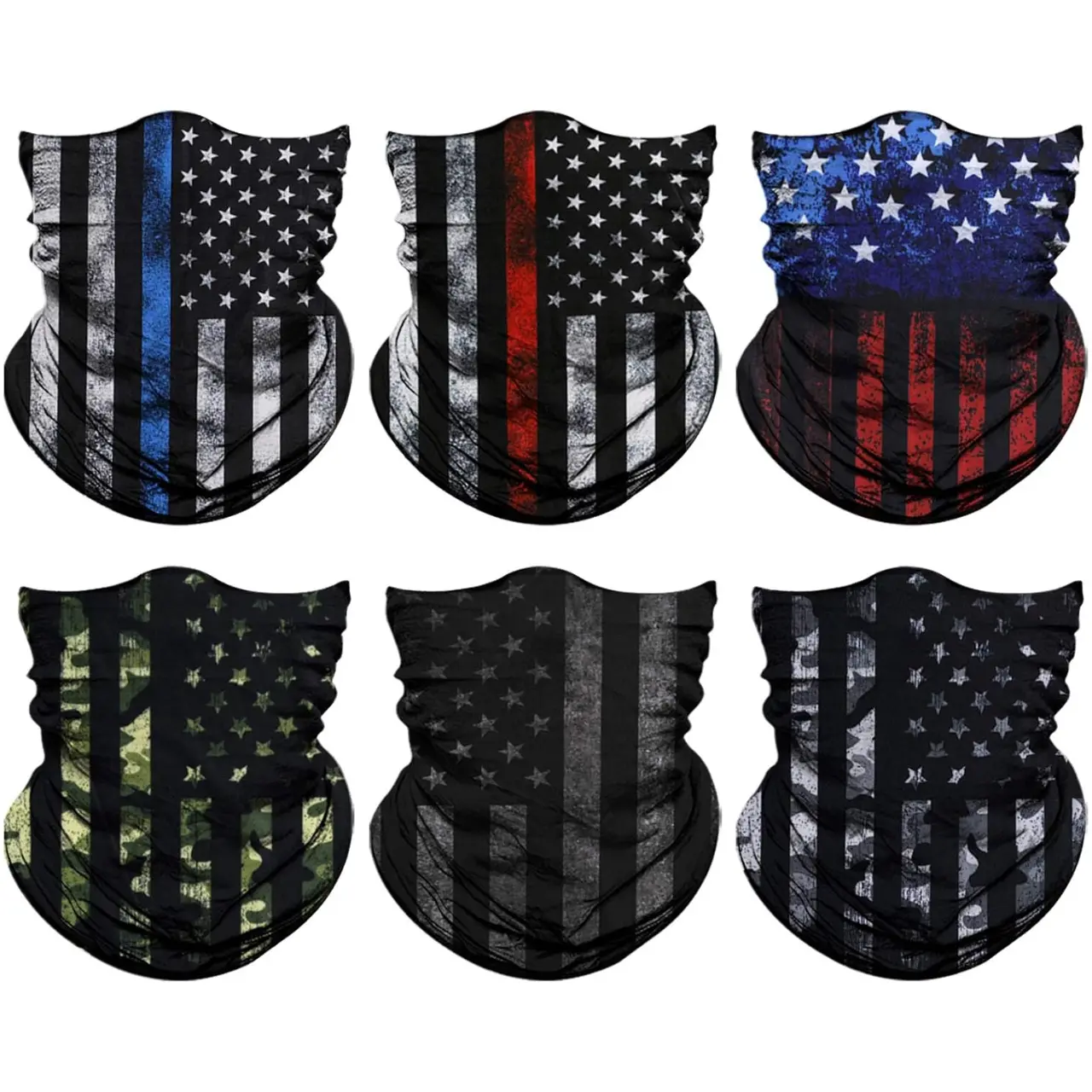 6PCS Neck Gaiter Face Mask for Men & Women, Seamless Bandana, Balaclava, Rave Face Cover, Headband, Head Wrap, Multifunctional Headwear wind protection