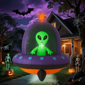 GARIG 5FT Halloween Inflatables Outdoor Decorations Aliens and Spaceships Build-in LEDs Lights Blow Up Yard Decorations for Garden Lawn Window Indoor Party Holiday Decor house