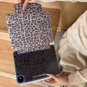 Leopard Print iPad Case, Multi-Angle Stand Full Coverage Anti-Drop, Foldable Protective Cover for Apple Tablet, Fits iPad Air/pro