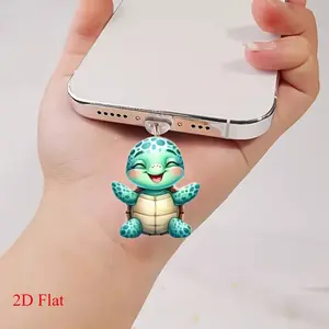 2D Cute Turtle Acrylic Phone Dust Plug, Anti-Dirty Charging Port Decor for iPhone Type-C Android Tablets Ipads AirPods, Keychain Accessory, Phone Decoration