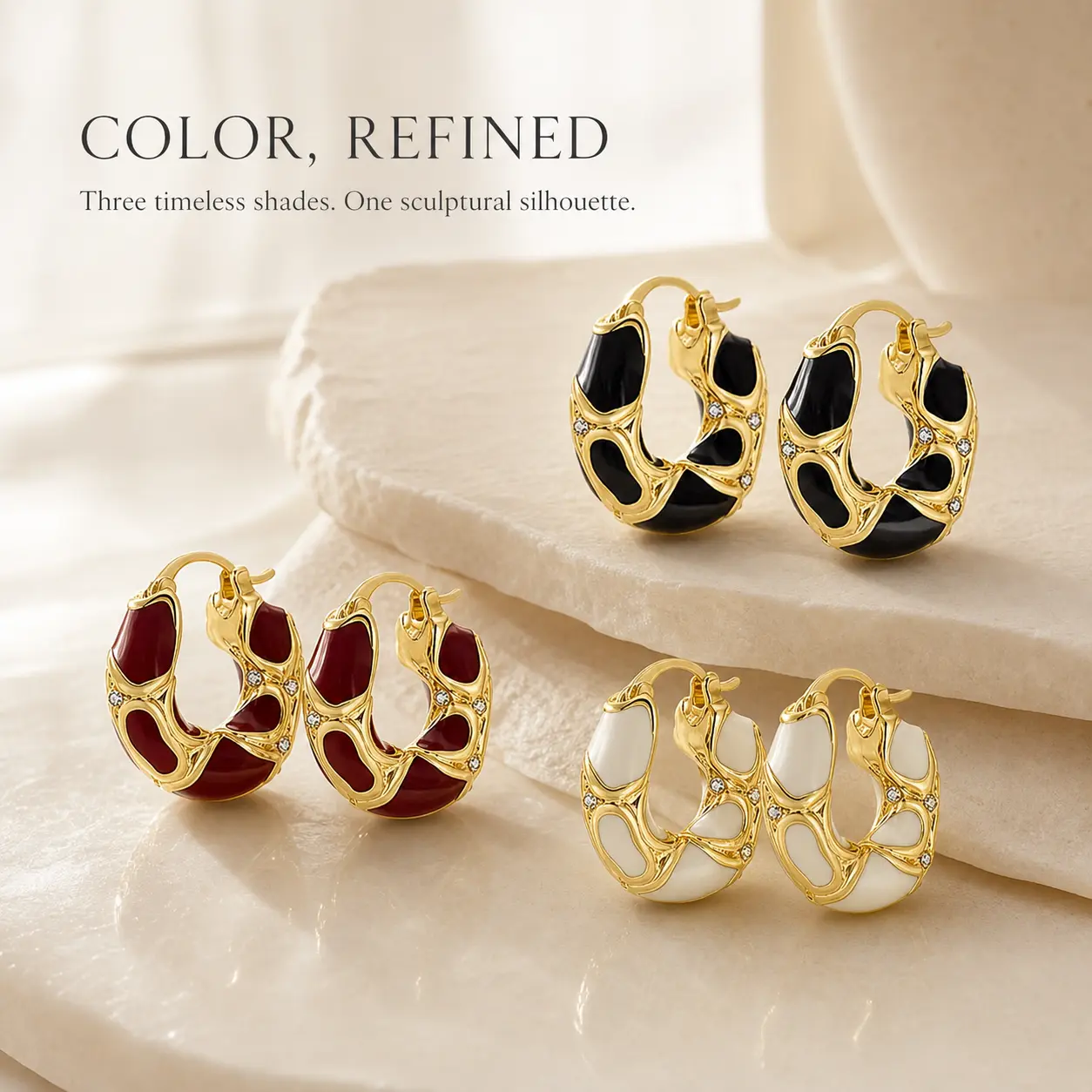 1/2/3 Pairs  Luxury Enamel Hoop Earring for Women & Teen, Plated Glossy Enamel Bohemian Hoops, Retro Ear Buckle Hoop Jewelry for Daily Wear, Birthday Christmas Gift for Her