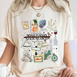 Retro Noah Kahann Songs Shirt, Stick Season Shirt, Noah Country Music Concert, Halloween Music, Fall Season, Ghost Sweatshirt, Hoodie, T-Shirt, Cotton