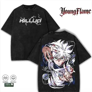 Oversized Washed T-Shirt – Double-sided Printed 100% Cotton Anime T-Shirt | A must-have for TikTok fans, unisex double-sided T-shirt, retro washed T-shirt, anime fan merchandise. graphic tee