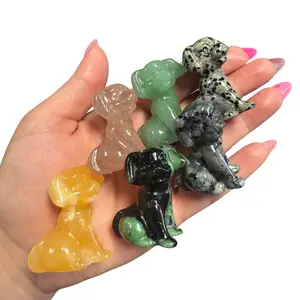 Gemstone Dog Carving - Natural Crystal Dog Carving