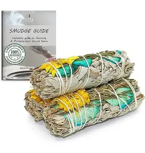Sweet Success Floral Sage Smudge Sticks with Smudge Guide, 3-Pack