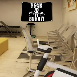 Ronnie Coleman "Yeah Buddy!" Gym Banner - 3x5 Feet Motivational Wall Decor with Dumbbell Design, Lightweight Fabric, Perfect for Home, Office, or Gym, Gym Wall Decor |   Motivational Banner |   Lightweight Banner, Gym Equipment Decor