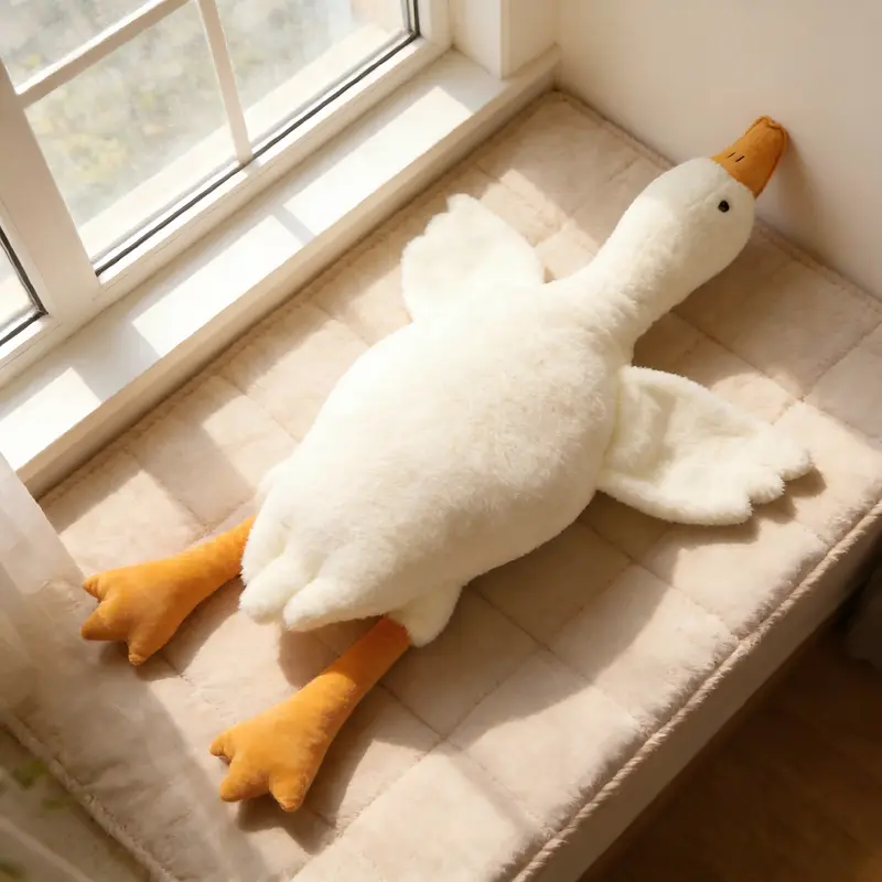 Ava Lalagaga Big White Goose Plush Pillow Toy - Cozy Soft Fabric with Gentle Touch, Comfortable Character Stuffed Doll, Leg Relief Sleeping Accessory for Girls