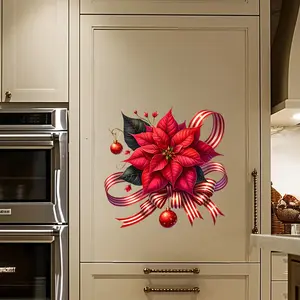 Christmas Red Wall Stickers, Adhesive Wall Stickers, Aesthetic Home Decoration, Bathroom Waterproof Wall Stickers, Compatible with Living Room, Bedroom, Toilet Wall Stickers, Christmas Decoration, Holiday Gifts, Floral Pattern Sticker