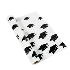 40" x 102 ft. Graduate Mortarboard Disposable Plastic Tablecloth Roll