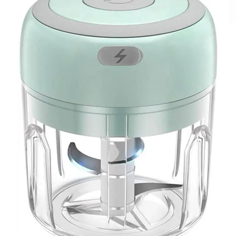 Portable Mini Electric Food Chopper, 250ml Capacity, 250W One-Touch Garlic, Onion & Vegetable Grinder, Mint Green