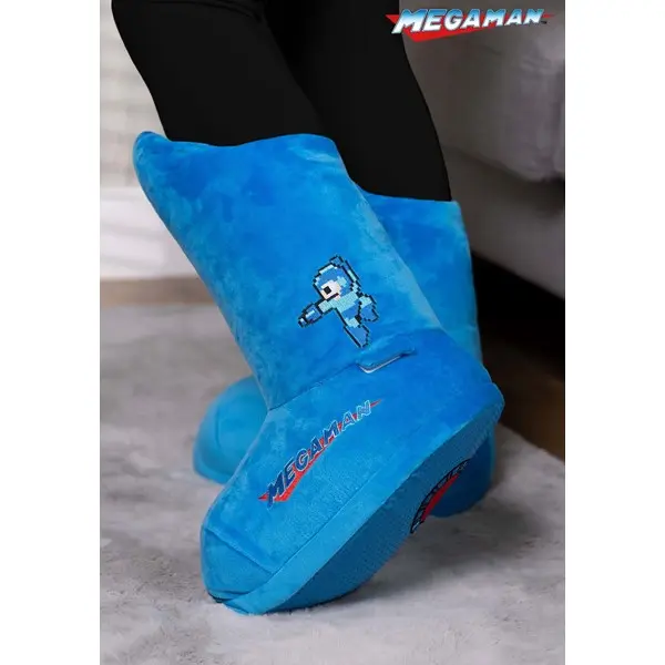 Adult Mega Man Costume Slippers Adult Mega Man Costume Slippers