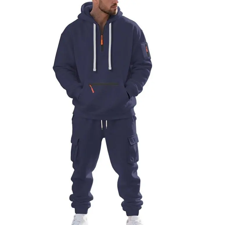 Single hoodie with navy blue