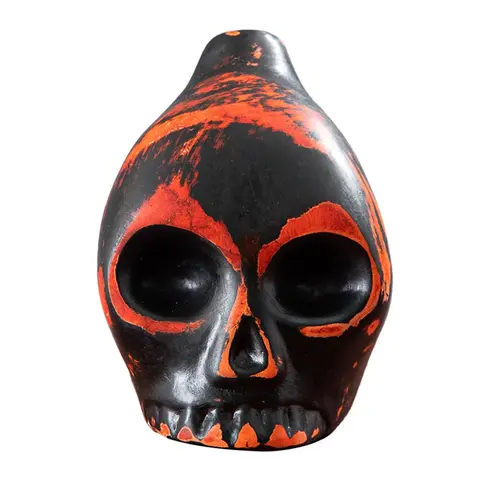 Ceramic Aztec Death Whistle - Adult Gothic Skull Wind Instrument with Screaming Human-Sounding Effects, Creepy Halloween Cosplay Accessory for Haunted Houses