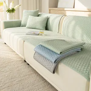 Non Slip Ice Silk Sofa Cover, Celestial Sofa Cover, 1 Count Solid Color Breathable Couch Cover, Summer Sofa Protector for Sectional Couch