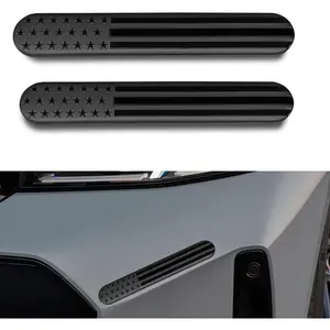 2 - Pack 6"x1" Black Metal American Flag Emblem Stickers, 3D Embossed Auto Fenders Decals for SUVs & Window Decor vehicle  stickers
