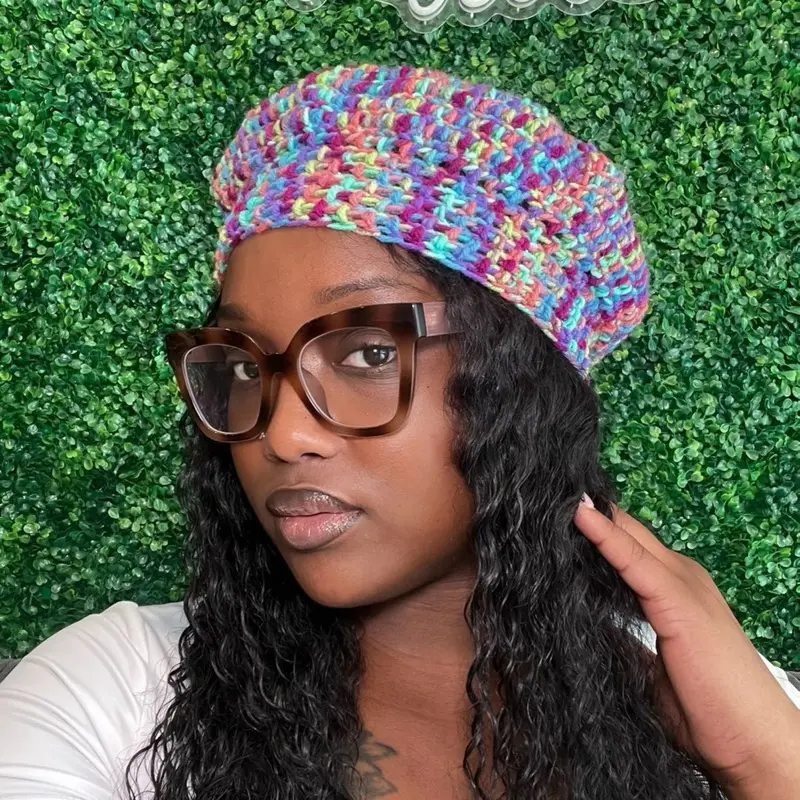 ZND Creationz Custom Beret - Crocheted Beret with Colorful Ruffle Design, Durable and Comfortable Accessory