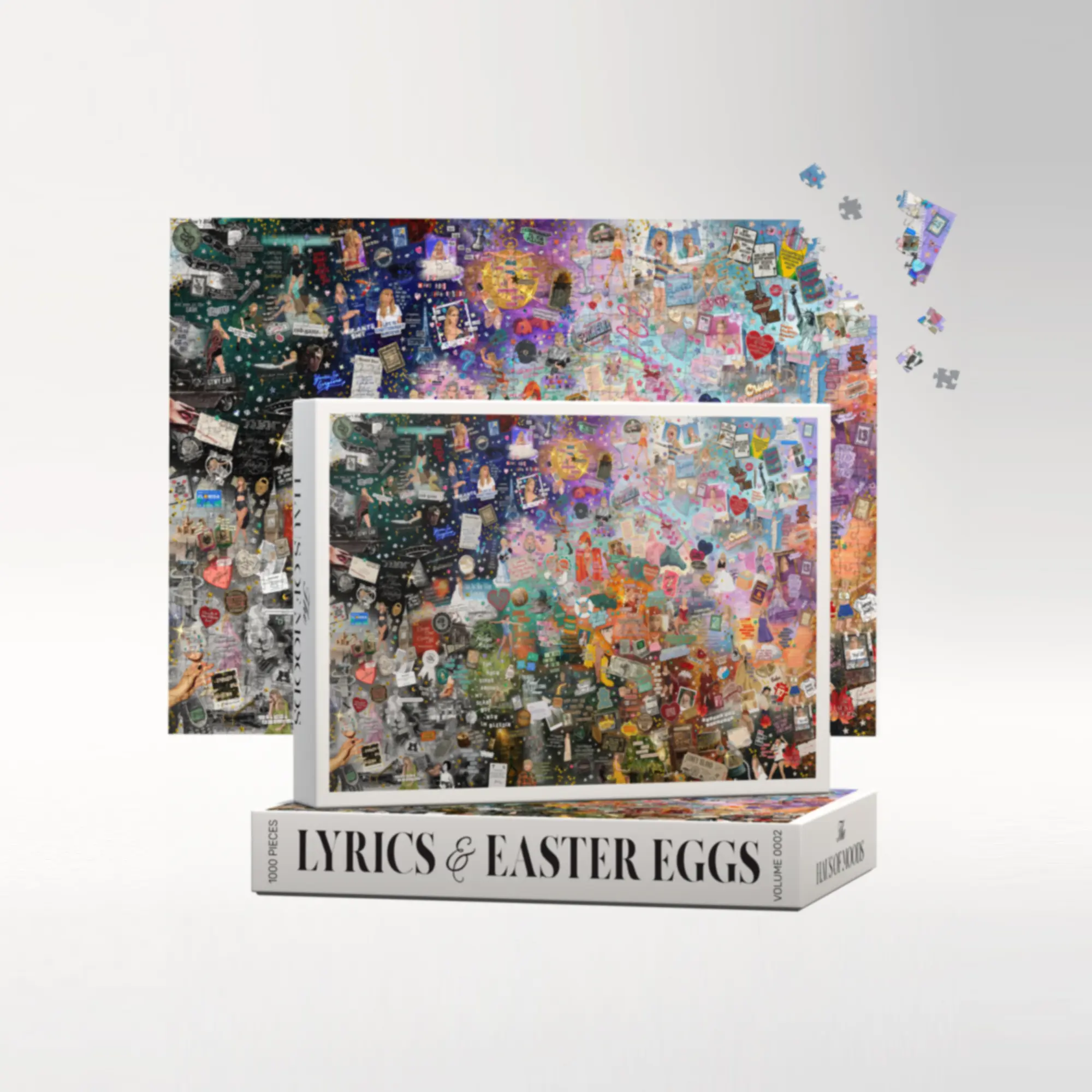 Pastel Pop Lyrics & Easter Eggs Puzzle (500 or 1000 Pieces) – 30” x 20” Collage Jigsaw Puzzle | Official Haus of Moods