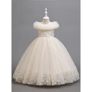 Elegant Long Evening Gown Girls, Perfect Fashion Shows, Parties, And As a Flower Girl Dress, Featuring Tulle And a Fluffy Design