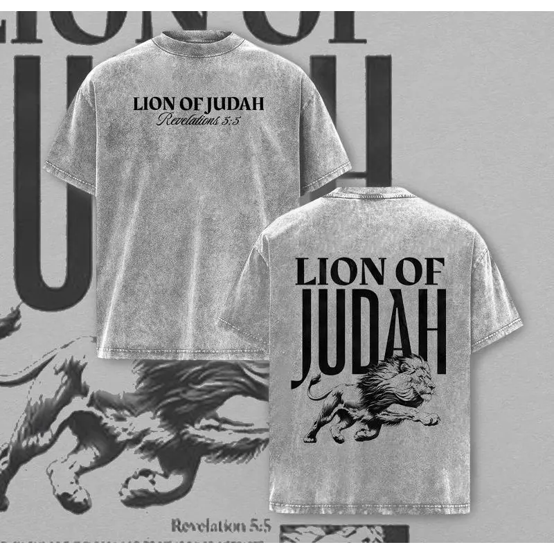 Lion of Judah Vintage Washed T-Shirt / Tank Top / Hoodie, Christian Jesus Apparel, Faith Streetwear Oversize Heavyweight, Gothic Church Outfit, Gym Pump Cover , Lion Shirt