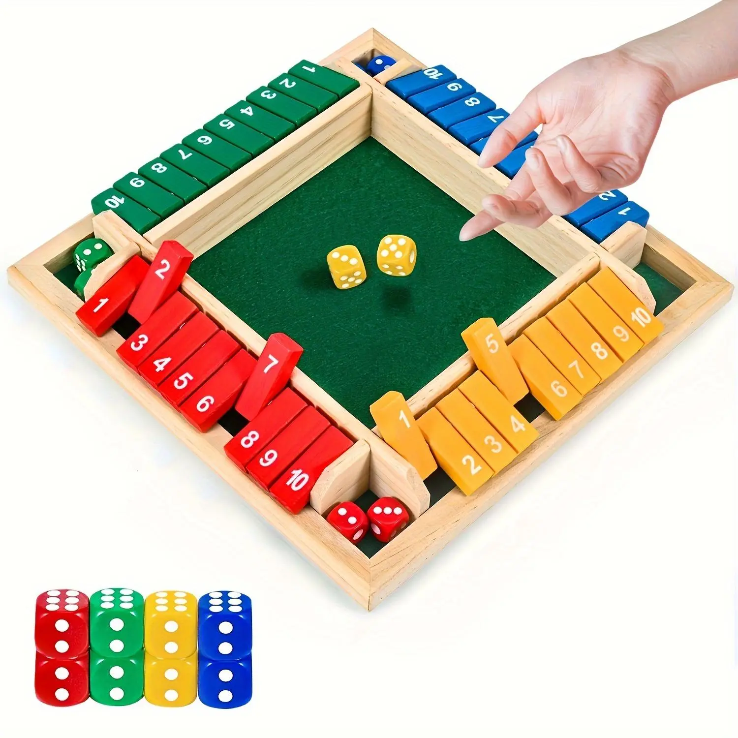 Shut The Box Game for 2-4 Players, Wooden Dice Family Game, Classic Board Game for Parties and Gatherings, Halloween, Christmas, Entertainment
