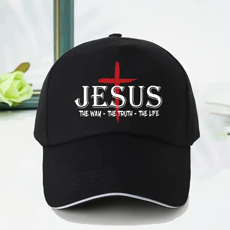 "Jesus The Way, The Truth, The Life" Adjustable Casual Outdoor Baseball Cap - Lightweight Sun-Protective Polyester, Premium Printing, Hand Washable Snapback, Ideal for 2-3 Outdoor Activities, Casual Outdoor Hat