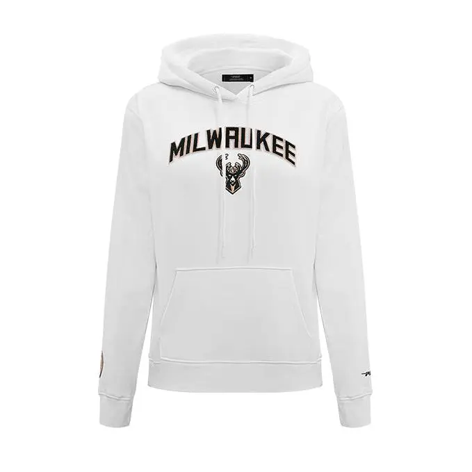 Women's Pro Standard Classic White Milwaukee Bucks Hooded Sweatshirt