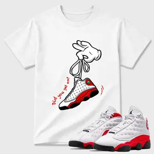Unisex T-shirt To Match Sneakers Jordan 13 University Red - Cartoon Hands. 100% Cotton for Casual Wear. Comfortable Summer Unisex T-Shirt to match Jordan Sneaker. Streetwear Style. urban outfitters