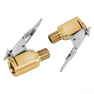 2-Pack Brass Locking Tire Air Chuck, Clip-On Tire Inflator Hose Adapter, No Air Leakage Lock-On Air Compressor Pump Connector for Tire Inflation
