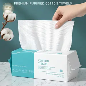 100% Cotton Disposable Face Towels, Gentle Extra-Thick Dual-Use Wet-Dry Facial Cleansing Wipes, Fragrance-Free Makeup Remover for Sensitive Skin, Summer Vibes