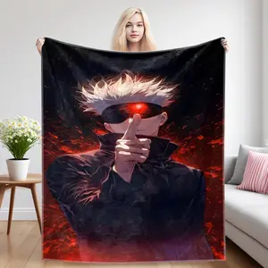 Jujutsu Kaisen Anime Flannel Blanket – Cozy Gojo, Toji & Nanami Throw for Bed, Couch & Dorm Gift