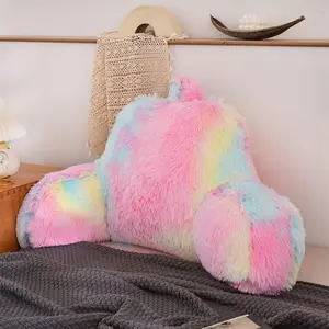 Fux  Reding Pillow Bed Wedge Lrge dult  Bck Rest Support Cushion for Sit Up  Couch,Sof,nd Floor,Stndrd,PinkYellow