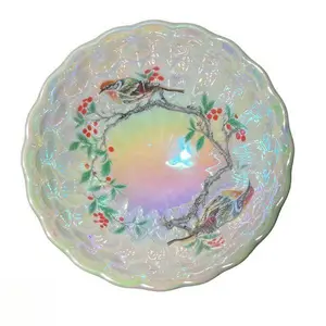 Handcrafted Luminous Bird Tea Bowl Iridescent Glow-in-the-Dark Teaware with Bird Motif & Luminous Quality
