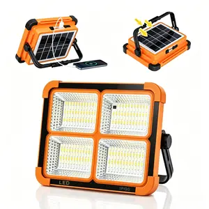 Solar Rechargeable LED Work Light, 288 Super Bright 5730 Beads Floodlight with USB & Type-C Charging, 5 Lighting Modes, Waterproof IP66 Portable Lamp for Camping, Fishing, Emergency & Outdoor Use , Summervibes, Fathersdaygift