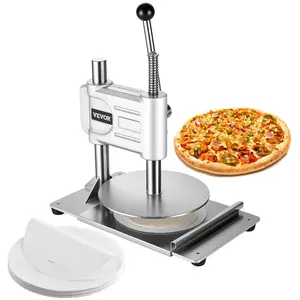VEVOR Manual Pizza Dough Press Machine, 9.5 inch Pizza Pastry Press Plate, Stainless Steel Bread Presser, Commercial Chapati Sheet Crust Maker, Forming Machine with Handle and 100 Pcs Parchment PaperVEVOR Super Brand Day