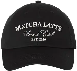 Matcha Latte Social Club Embroidered Baseball Cap Cafe Aesthetic Dad Hat Coffee Lover Casual Cap
