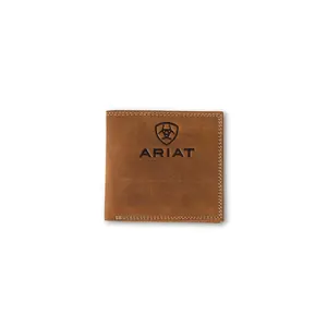Ariat Men's Genuine Oversized Medium Brown Bifold Leather Wallet - Multiple Slots, Western Look, Style A3548244, Men's Wallets