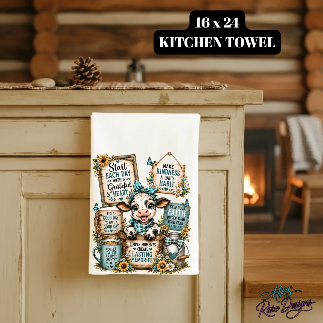 Country Blessings Highland Cow Sublimated Kitchen Towel