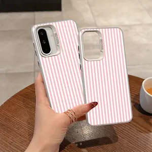Whites pinks stripes phone case Protector suitable for Samsung Galaxy A56 A26 A36 A55 A35 A06 A16 A05 A14 A24 A34 A54 A15 A05S A25 A23 A33 A53 A73 A13 4G 5G  Anti fall frosted back cover