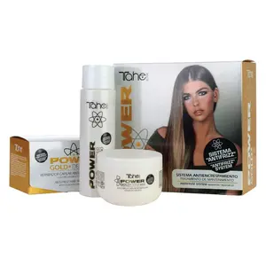 Tahe Power Gold Kit Maintenance Treatment with Anti-Frizz System – Shampoo 300ml + Mask 300ml + Treatment 6x10ml.