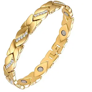 Leaf Inlaid Diamond Magnetic Bracelet Antique Red Copper Gold Alloy Adjustable Couple Jewelry with Tool for Custom Fit