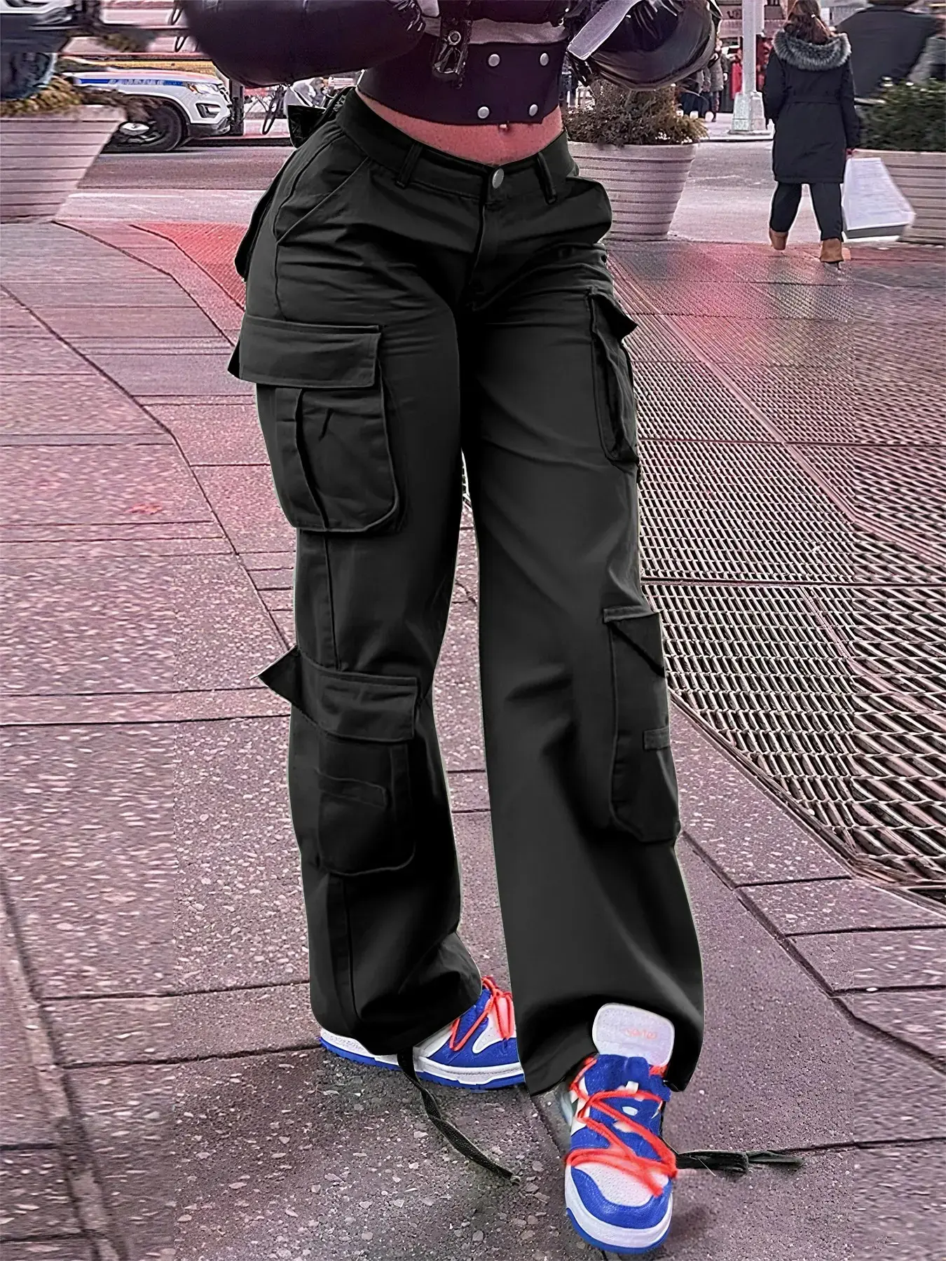 2026 Women's High-Waisted Cargo Pockets Pants Y2K Tactical Streetwear Casual Retro Fall Winter Bottoms Outfits