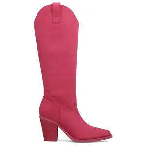 MIA SUEDE MESSINI FUCHSIA BOOTS - Cowboy Style Suede Fuchsia Boots for Women with Cowboy Attributes Girl Footwear Anatomic Contoured Footbed & Side Zipper Opening